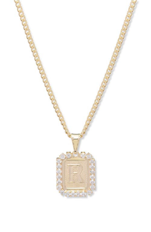 Royal Initial Card Necklace in Gold- R