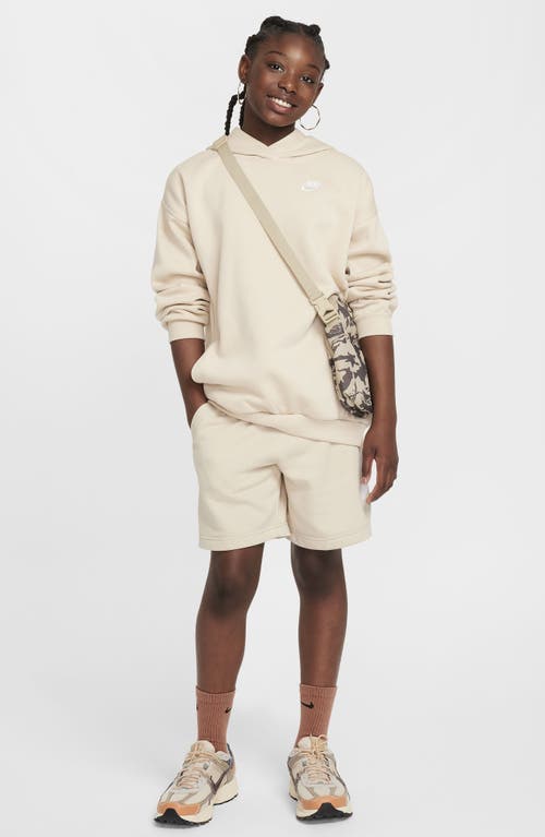 Shop Nike Kids' Sportswear Fleece Hoodie In Sanddrift/white