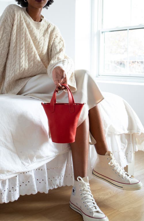 Sarep + Rose Sara Mini Leather Tote Bag In Red