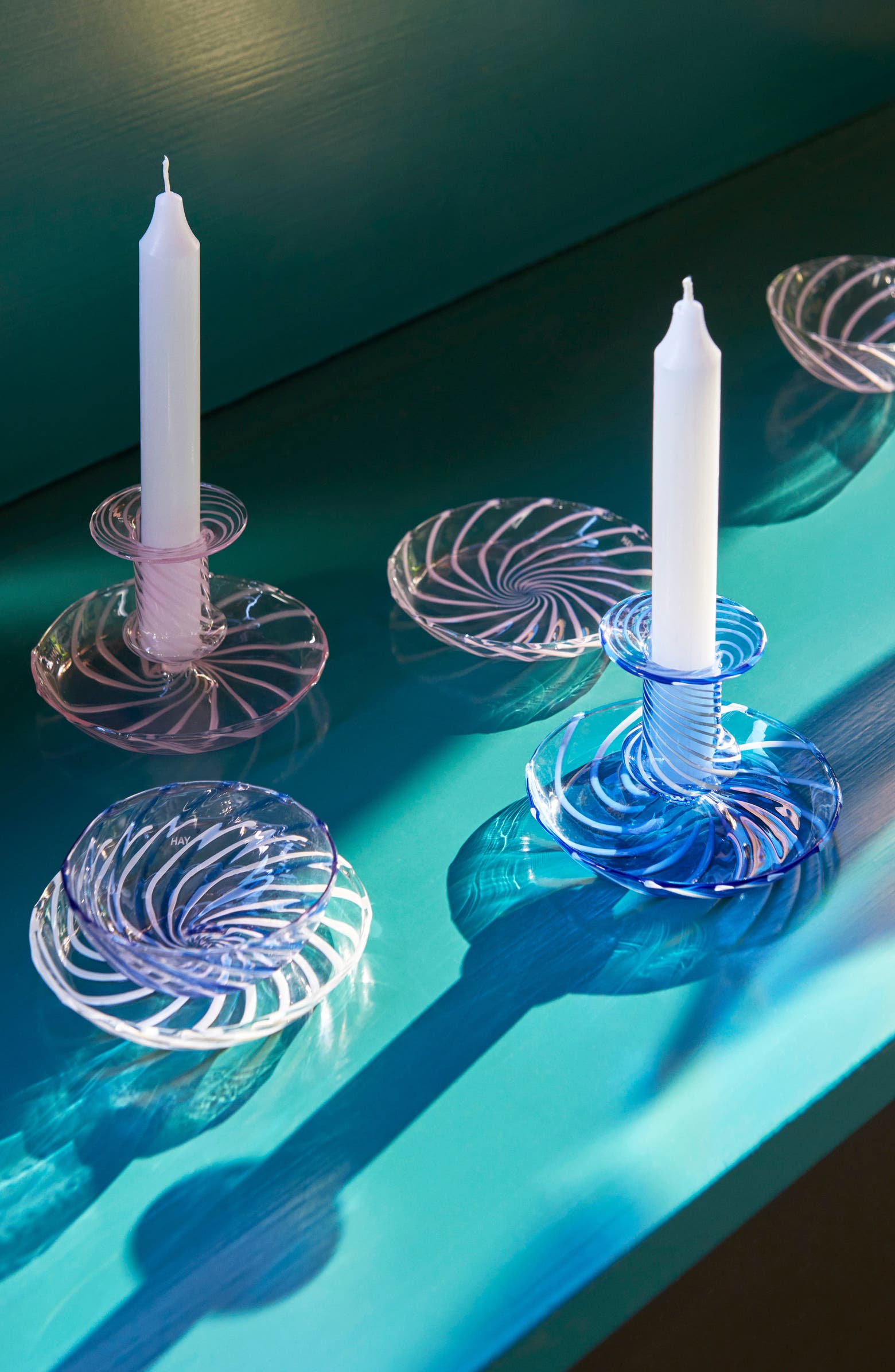 HAY Flare Stripe Glass Candle Holder