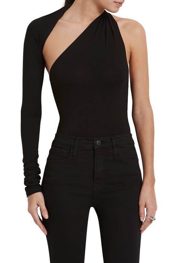 Shop Marcella Manhattan One-shoulder Bodysuit In Black