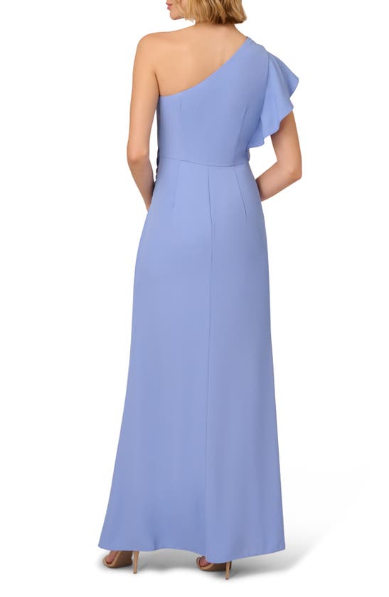 Shop Adrianna Papell Side Tie One-shoulder Gown In Peri Cruise