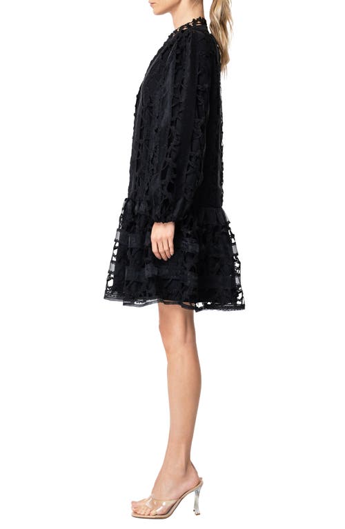 Shop Ciebon Yvia Dragonfly Lace & Organza Drop Waist Dress In Black