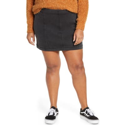 Plus Size Bp. Washed Black Denim Miniskirt, Black