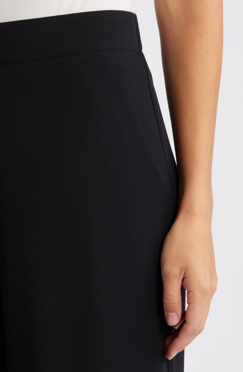 Shop Anne Klein Chiffon Overlay Wide Leg Pants In Anne Black