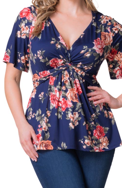 Shop Kiyonna Abby Twist Front Top In Coming Up Roses