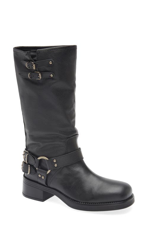 Steve Madden Astor Knee High Moto Boot In Black
