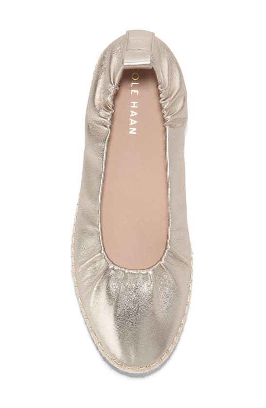 Shop Cole Haan Cloudfeel Seaboard Espadrille Flat In Soft Gold Leather