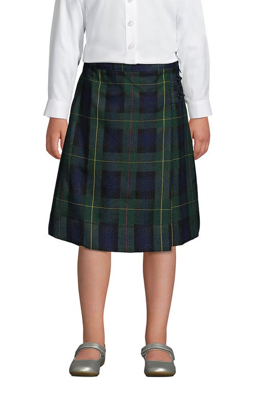 Shop Lands' End School Uniform Girls Slim Plaid A-line Skirt Below The Knee In Hunter/classic Navy Plaid