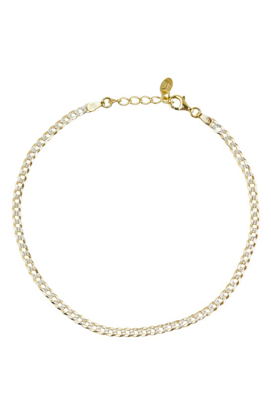 Shop Argento Vivo Sterling Silver Diamond Cut Curb Chain Anklet In Gold