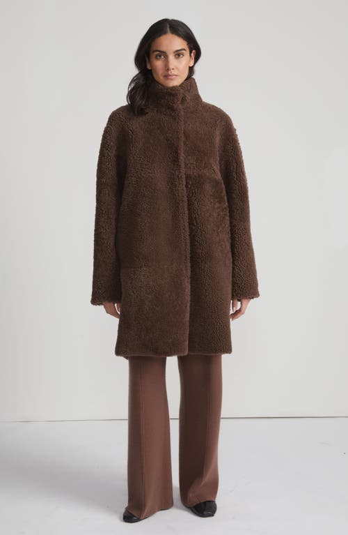 Shop Lafayette 148 New York Reversible Genuine Shearling Coat In Wood