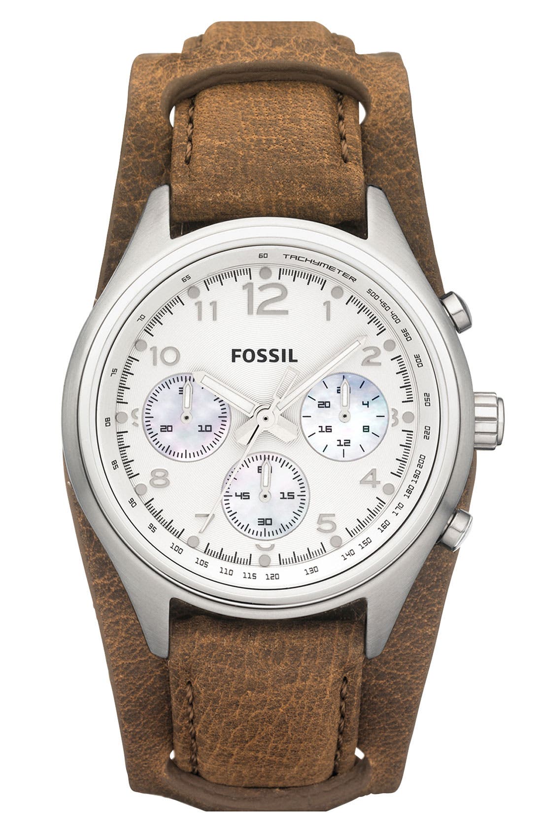 Fossil 'Flight' Leather Cuff Watch Nordstrom