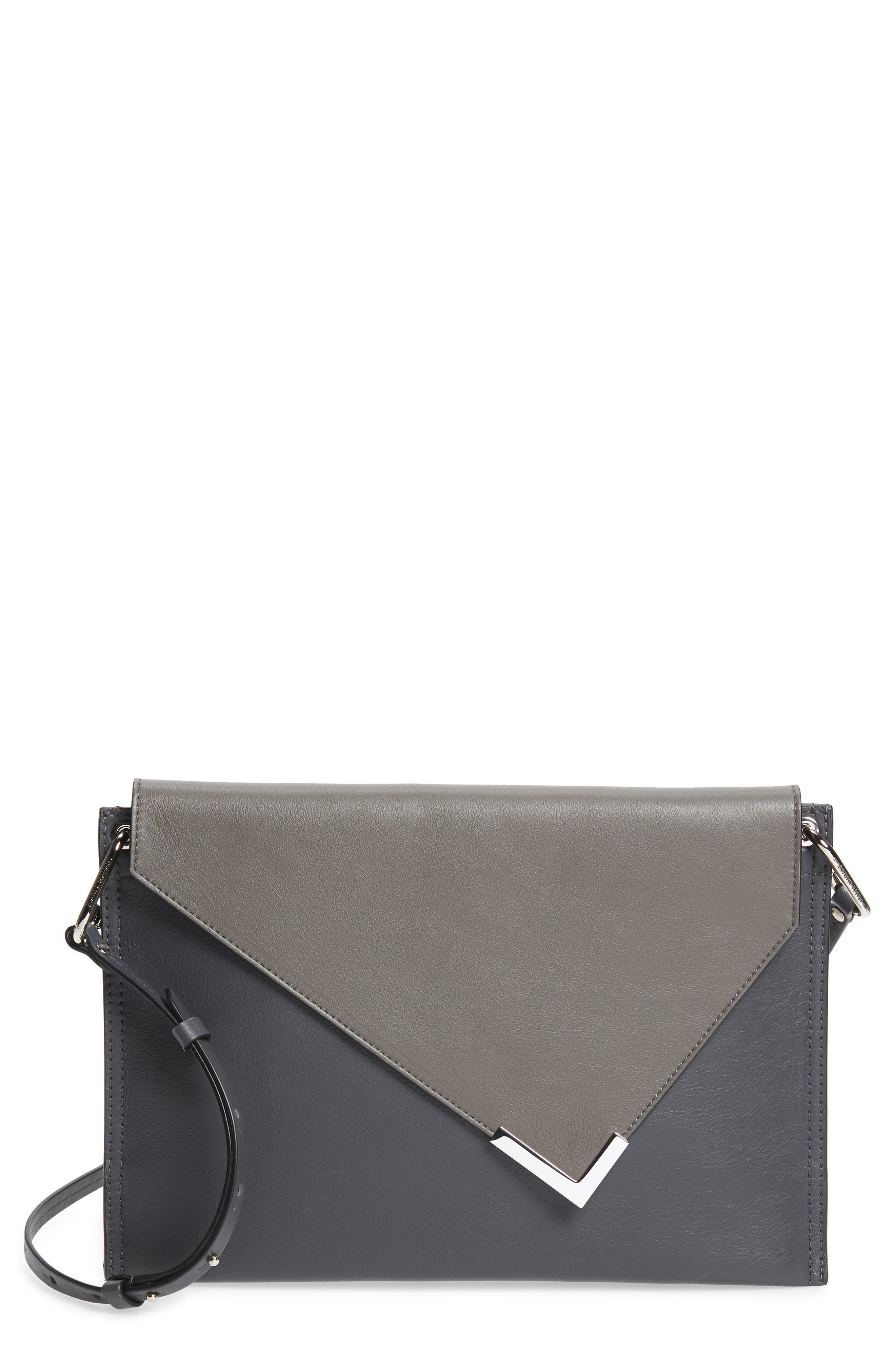 Isabel Marant Tryne Colorblock Leather Shoulder Bag In Dark Grey