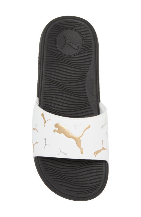 Shop Puma Cool Cat 2.0 Toss Slide Sandal In  White-gold-silver