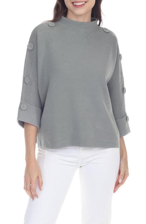 Shop Rain And Rose Button Detail Sweater In Heather Grey