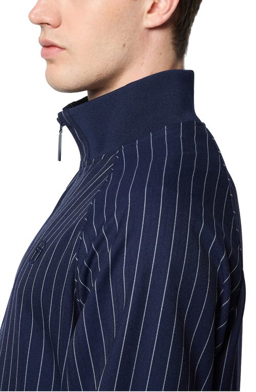 Shop Sergio Tacchini Gessato Pinstripe Stretch Herringbone Track Jacket In Maritime Blue