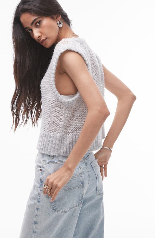 Shop Topshop Open Stitch Sweater Vest In Light Grey