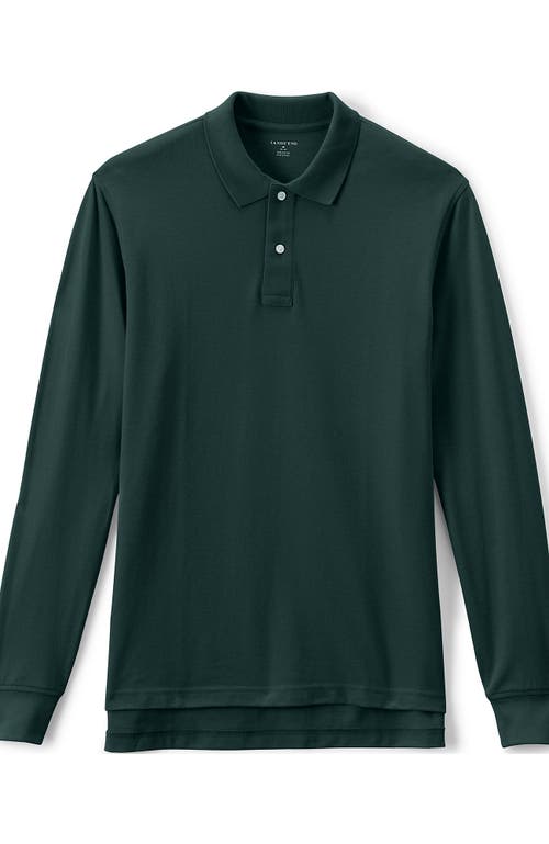 Shop Lands' End School Uniform Young  Long Sleeve Mesh Polo Shirt In Evergreen