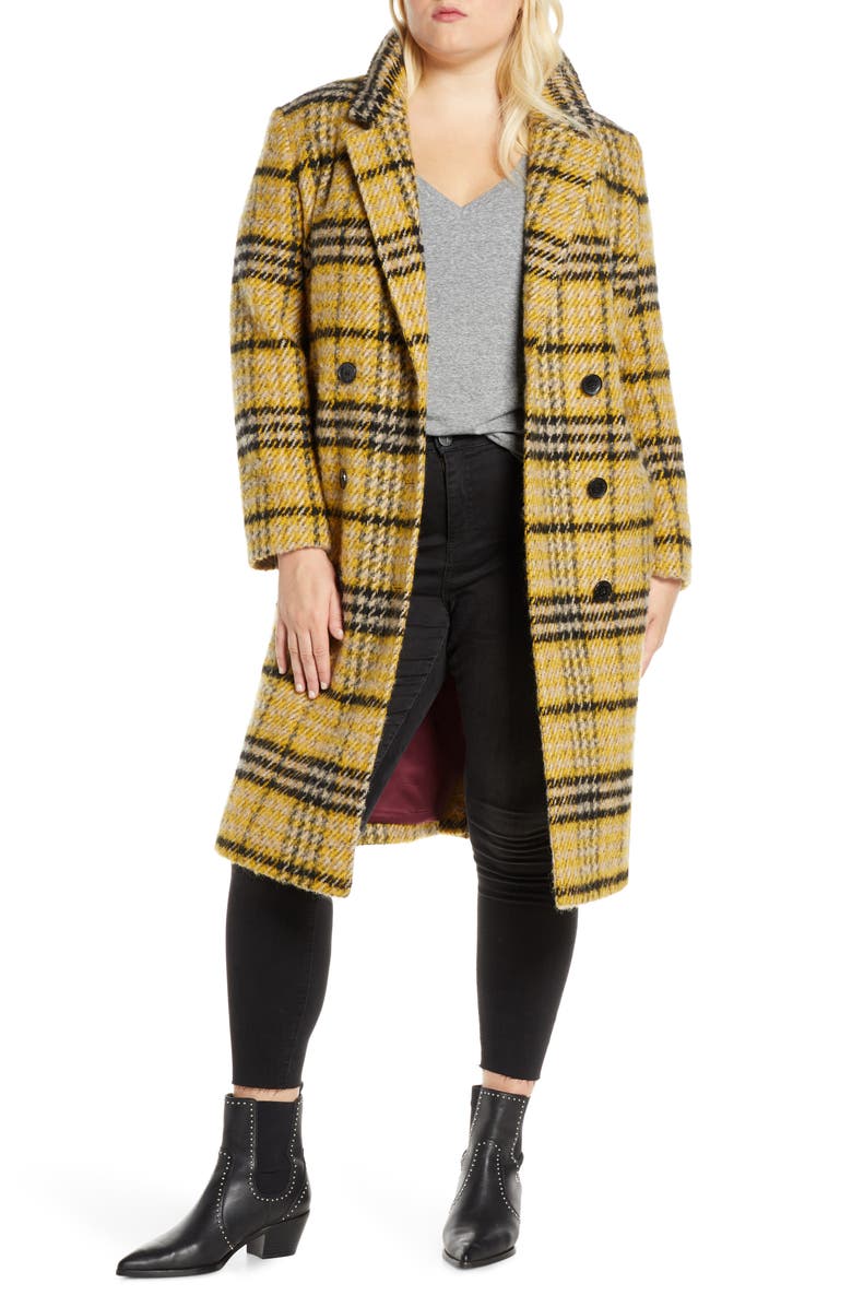 Sam Edelman Plaid Double Breasted Wool Blend Coat (Plus Size) | Nordstrom