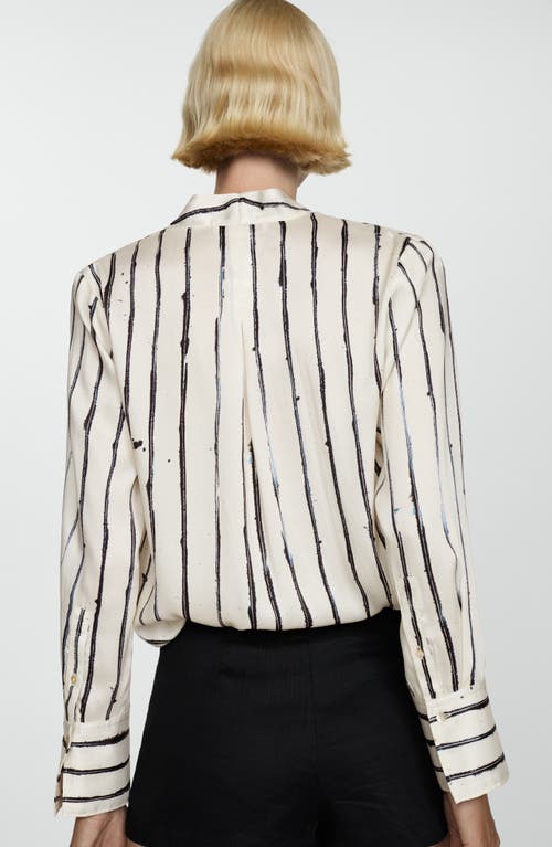 MANGO MANGO STRIPE FAUX WRAP TOP 