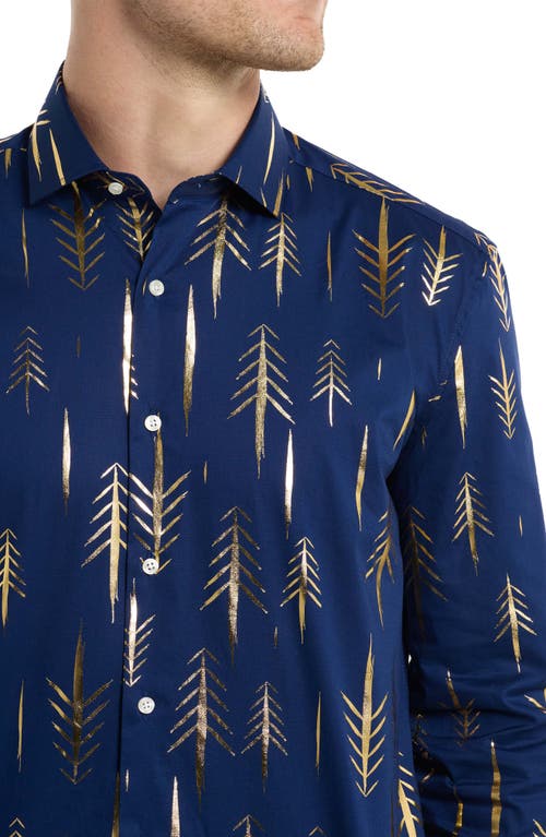 Shop Opposuits Terrific Trees Tailored Fit Dress Shirt In Blue