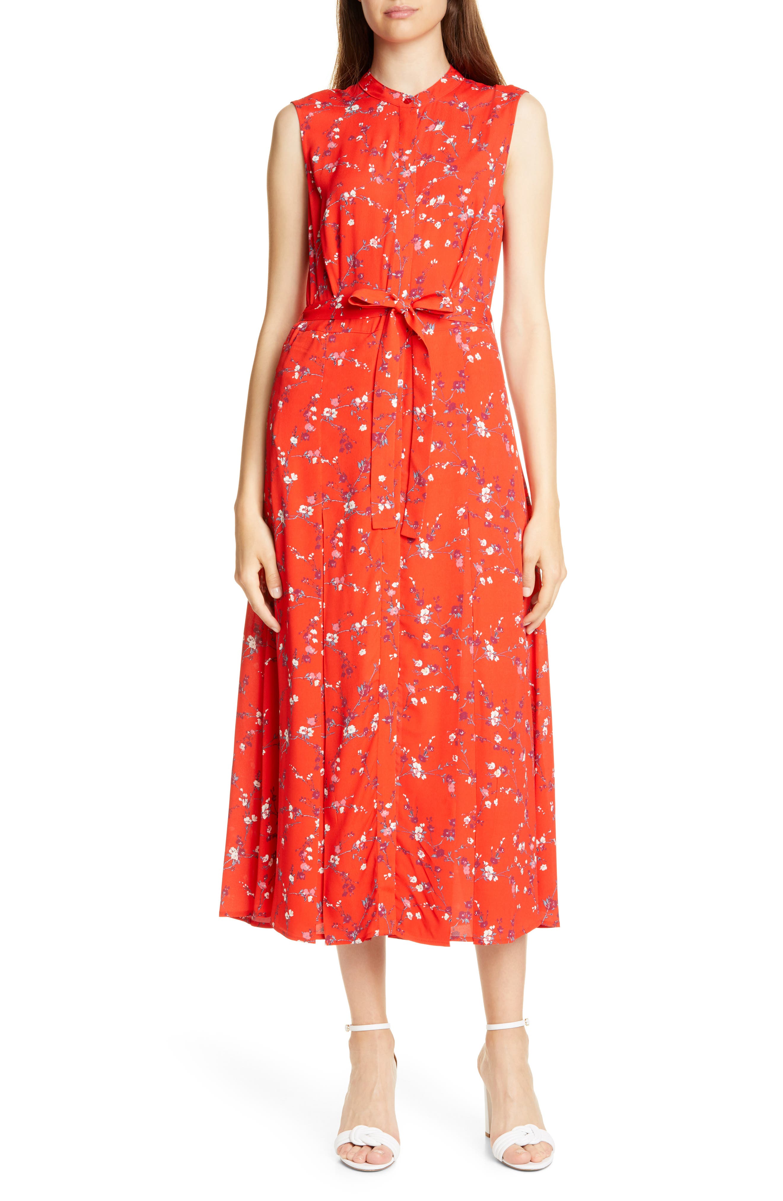 Judith & Charles Salerno Floral Midi Dress, Red