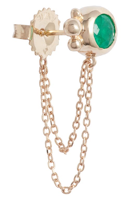 Anzie Bonheur Emerald Chain Stud Earrings In Yellow Gold/green