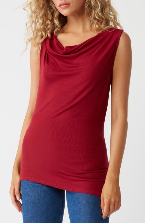 Shop Michael Stars Jeanette Cowl Neck Tank In Carmine