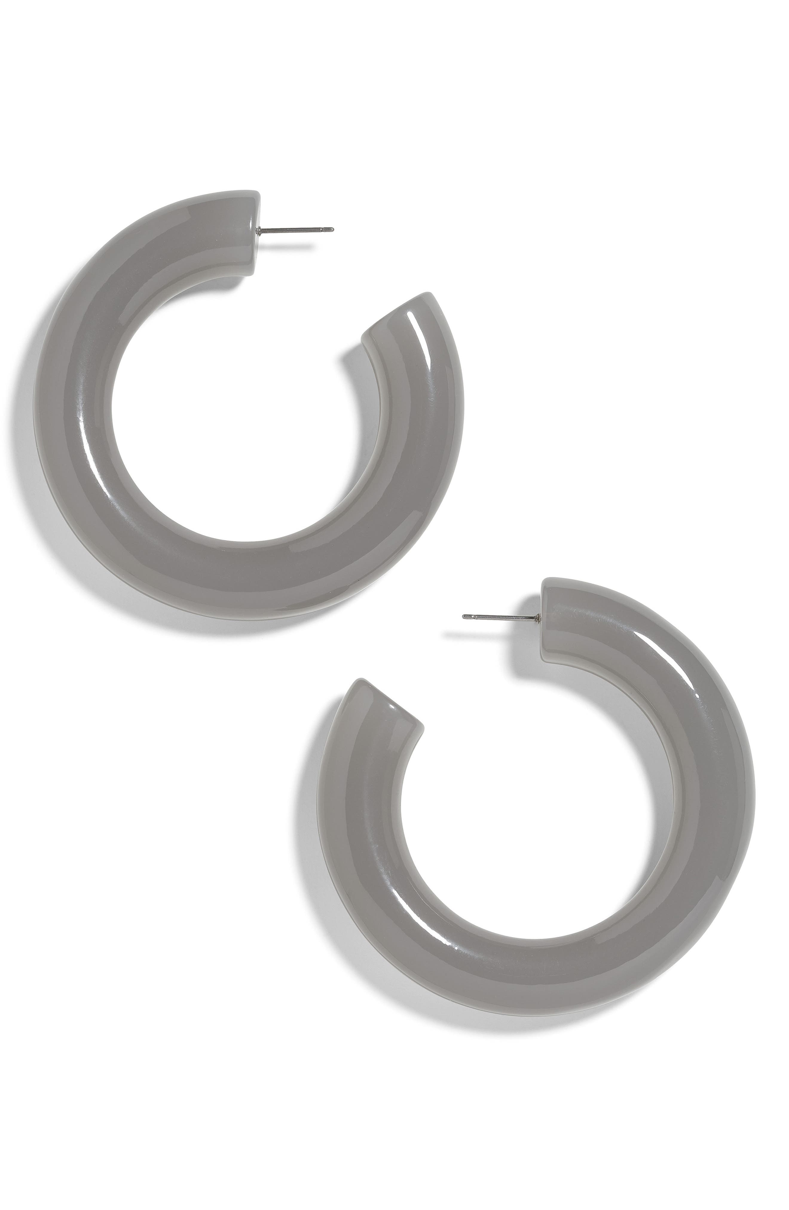  Hoop Earrings, Main, color, GRAY
