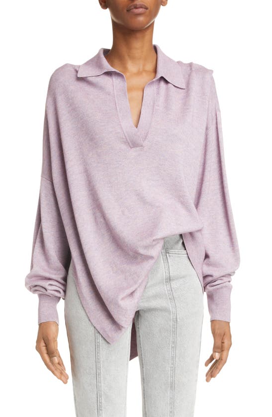 Isabel Marant Giliane Johnny Collar Asymmetric Sweater In Purple