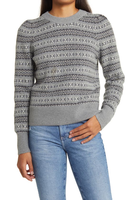 Shop Faherty Highland Fair Isle Sweater In Grey Multi