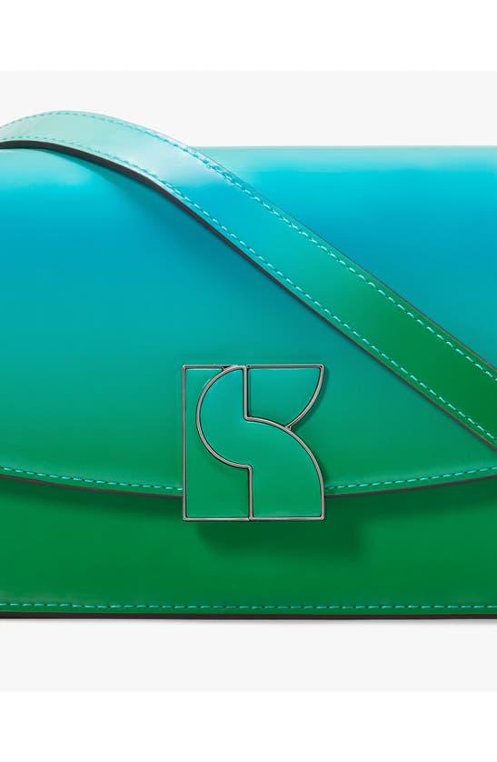 Shop Kate Spade Small Dakota Ombré Patent Leather Crossbody Bag In Mint Liqueur Multi