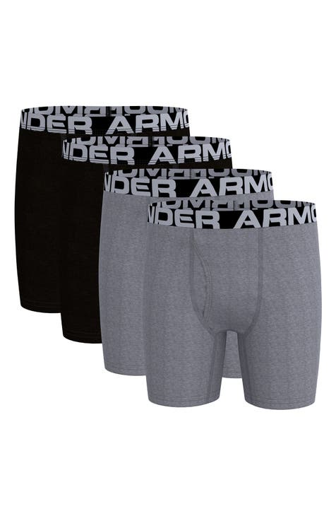 Under Armour 240562 Boys Kids 2-Pack Boxer Brief Underwear Black/Carbon  Size YSM