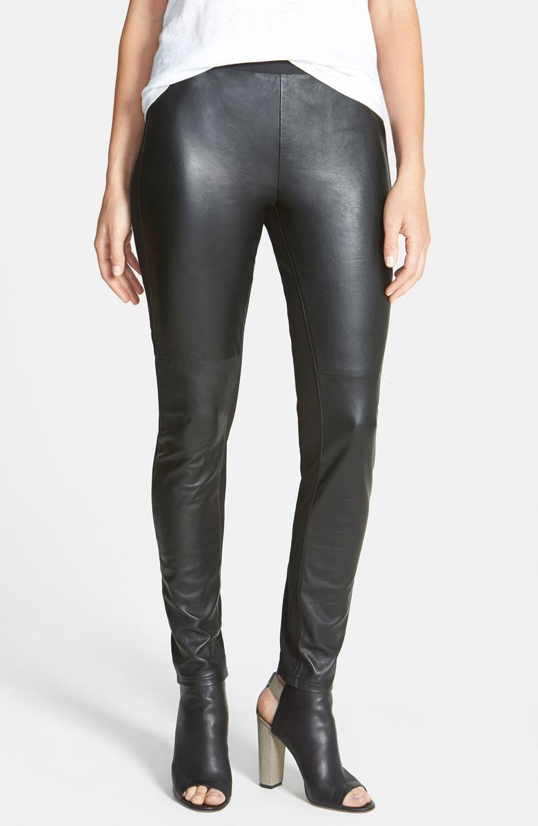 Eileen Fisher The Fisher Project Leather Trimmed Leggings | Nordstrom