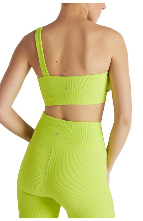 Shop Electric Yoga Off Shoulder Rib Bra In Lime Punch