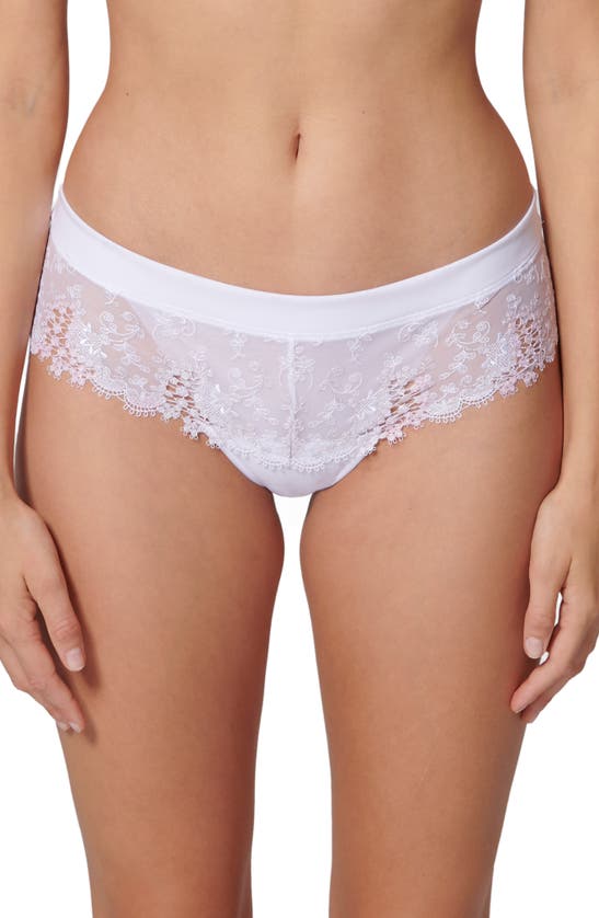 Shop Simone Perele Wish Embroidered Boyshorts In Cristal White