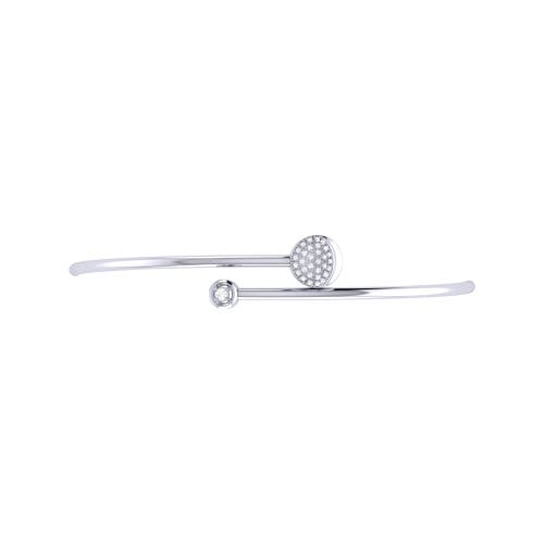 Shop Luvmyjewelry Moon-crossed Lovers Sterling Silver Diamond Adjustable Bangle