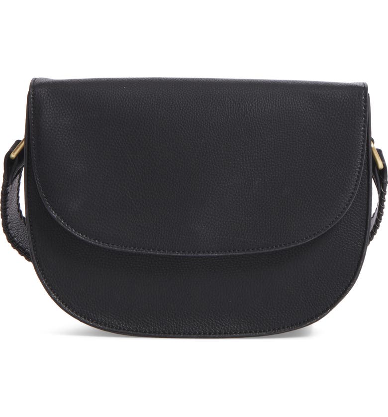 SOLE SOCIETY Honor Faux Leather Messenger Bag, Main, color, Black