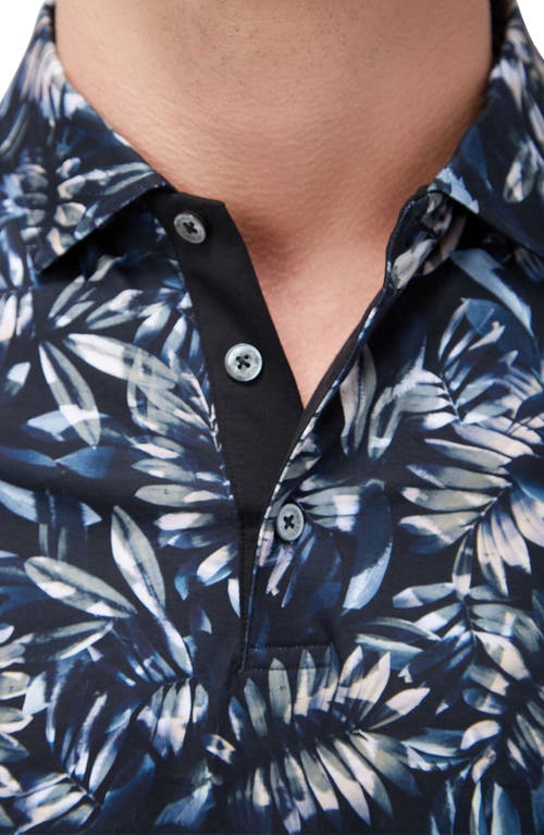 Shop Bugatchi Hendrix Digital Leaf Print Pima Cotton Polo In Black