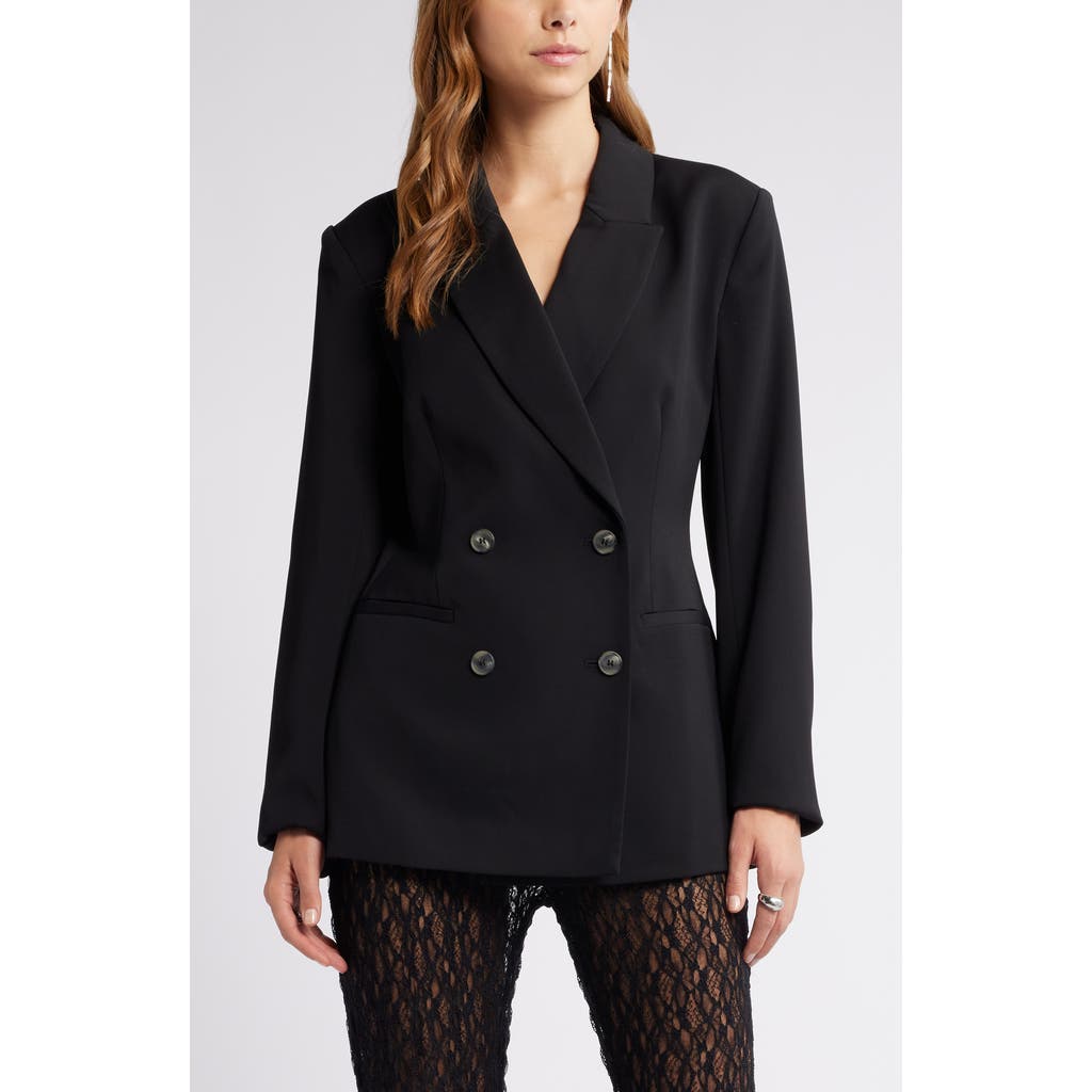 Open Edit Double Breasted Blazer In Black