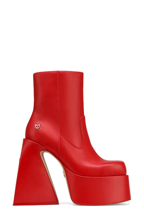NAKED WOLFE Jane Platform Ankle Boot in Red