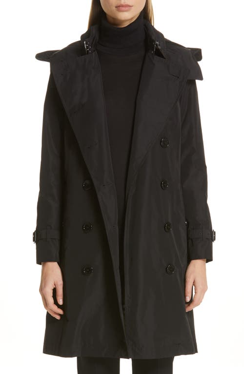 burberry Kensington Trench Coat with Detachable Hood in Black