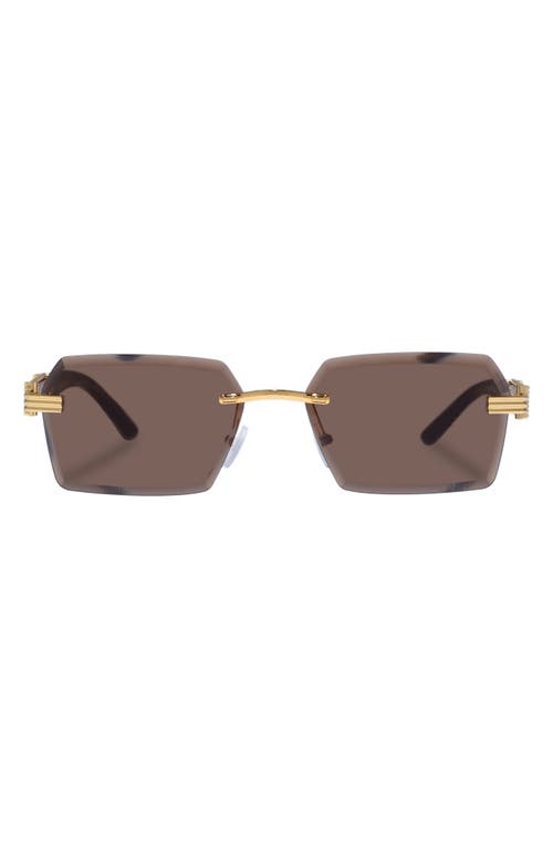 Nebula 60mm Rimless Square Sunglasses in Bright Gold /Woodgrain