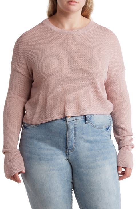 Textured Crew Neck Cropped Sweater