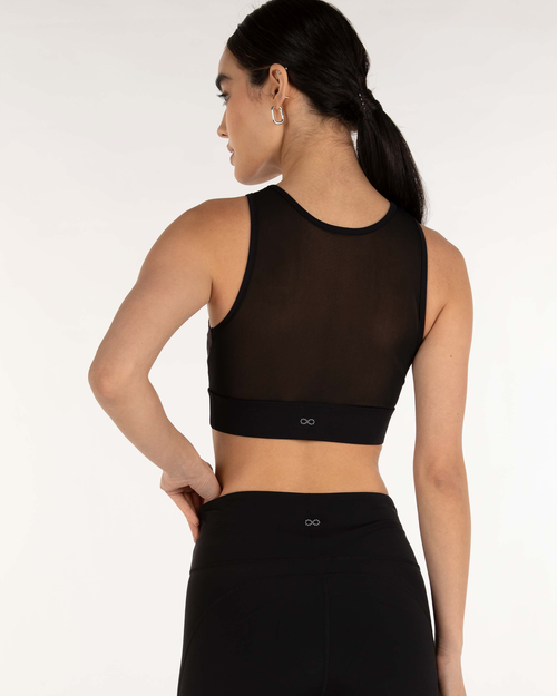 Rebody Active Venti Mesh Longline Silkiflex Longline Bra In Midnight Black