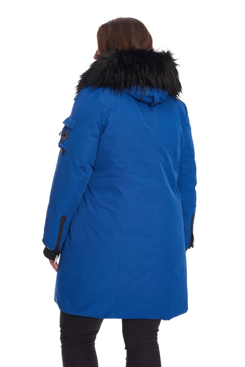 Alpine North Plus Size Laurentian Long Parka Winter With Faux Fur Hood In Blue