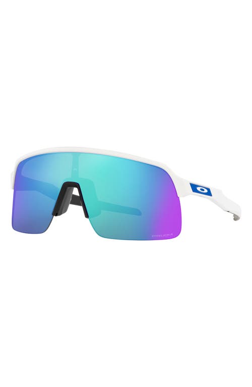 Oakley Sutro Lite 139mm Prizm™ Wrap Shield Sunglasses In White/prizm Sapphire