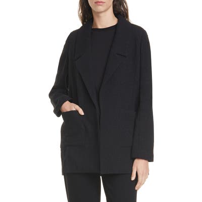 Eileen Fisher Notched Collar Textured Jacket, Black