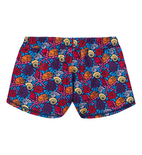 Shop Vilebrequin Kids' Noumea Sea Shells Uv Protection Shorts In Bleu Marine