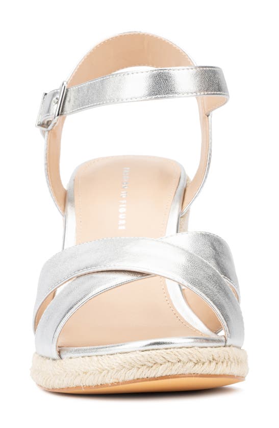 Fashion To Figure Irene Metallic Espadrille Wedge Sandal In Silver